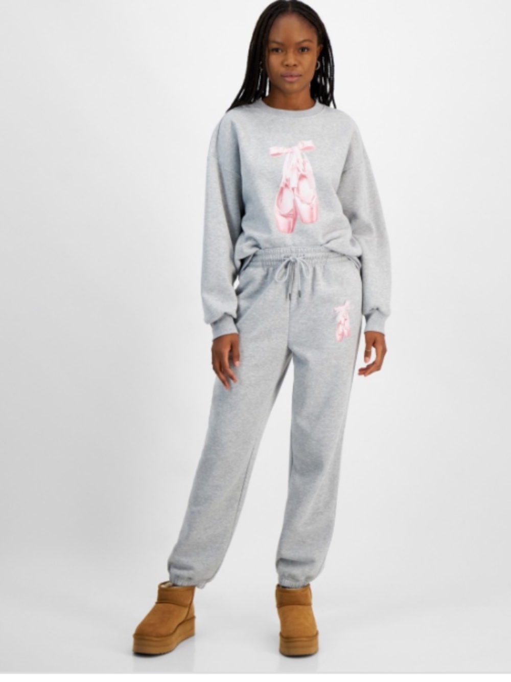 Madden Girl Juniors' Ballet-Graphic Jogger Pants - Lt Grey Heather SIZE XL NWT - Picture 2 of 4